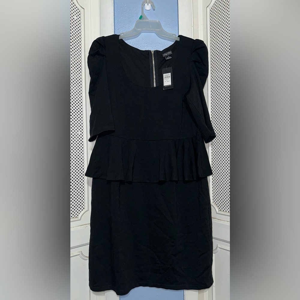 City Chic Plus Size Dress Peplum Puff